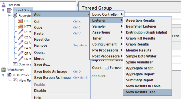 Ajout d'un item View Results Tree Ajout d'un item View Results Tree