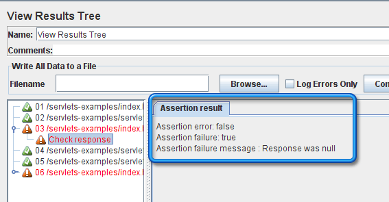 détail de l'erreur Assertion en utilisant l'item View Results Tree détail de l'erreur Assertion en utilisant l'item View Results Tree