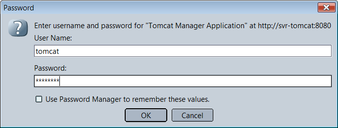 Une fenêtre de saisie de login / mot de passe apparait