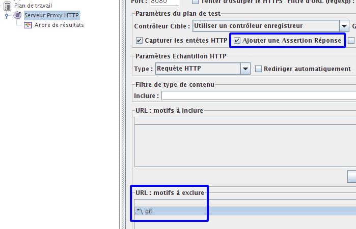 Configuration du HTTP Proxy Server juste avant l'enregistrement
