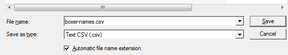 Nom de fichier et extension CSV