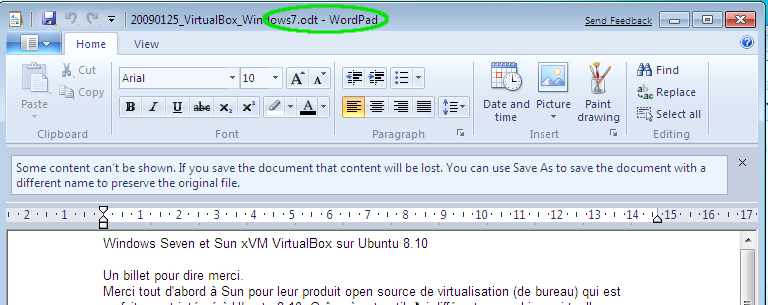 WordPad Windows Seven